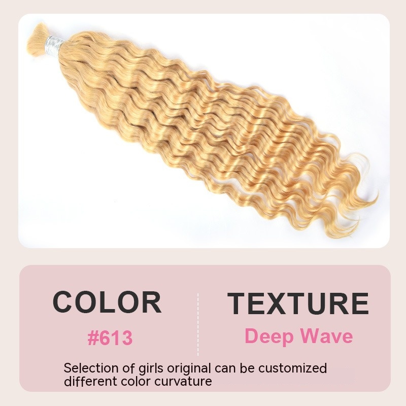 613 deep wave style real hair bulk hair extensions, perfect for adding volume and texture